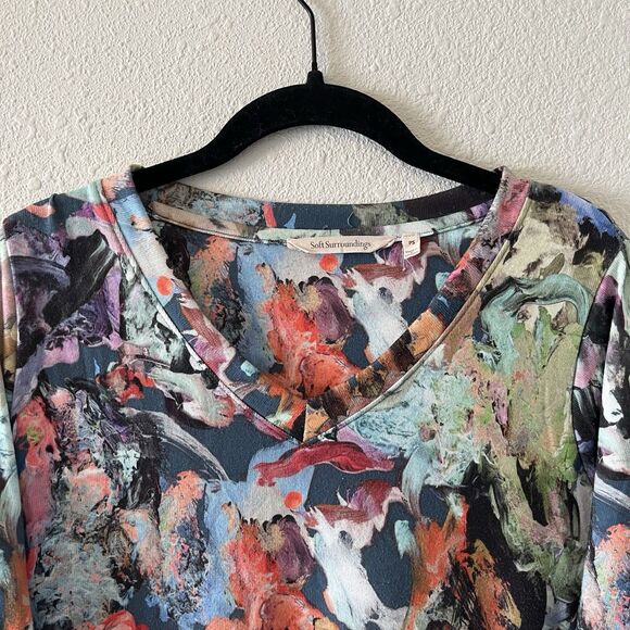 Soft Surroundings Women's Top Size Petite Small Impasto Tunic Top Abstract Artsy - Picture 3 of 16